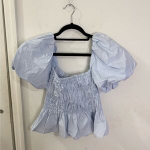 Astr Light Blue Puff Sleeve Top, size XS